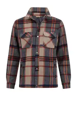 Wehkamp Life-Line overshirt Paco donkerblauw/bruin aanbieding