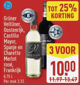 ALDI Grüner Veltliner, Oostenrijk, Castillo Mayor, Spanje en Charette Merlot rosé aanbieding