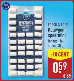 ALDI Fresh & Free Kauwgom spearmint aanbieding