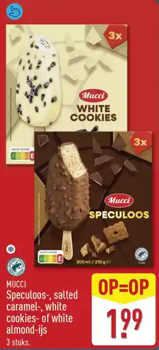 ALDI Mucci Speculoos, Salted Caramel, White Cookies of White Almond-Ijs aanbieding