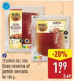ALDI Tesoros Del Sur Gran reserva of jamón serrano aanbieding
