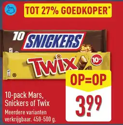 ALDI 10-pack Mars, Snickers of Twix aanbieding