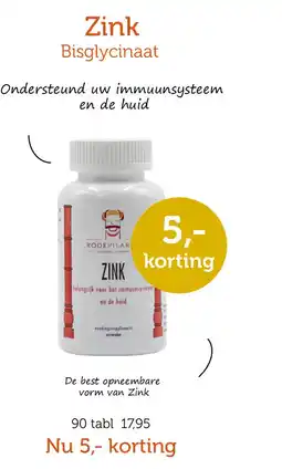 De Rode Pilaren Zink Bisglycinaat aanbieding