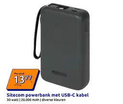 Action Sitecom powerbank met USB-C kabel aanbieding
