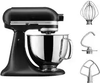 Bol.com KitchenAid Artisan 5KSM125EBM - Keukenmachine 4,8L - Mat zwart- 3 menghaken aanbieding