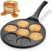 Bol.com Emoji Pannenkoekenpan pancake | 26cm | 7 Kop - Marmeren Anti Aanbaklaag met Smiley aanbieding