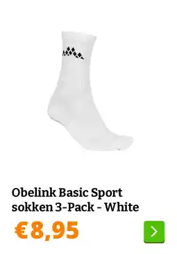 Obelink Obelink Basic Sport sokken 3-Pack - White aanbieding