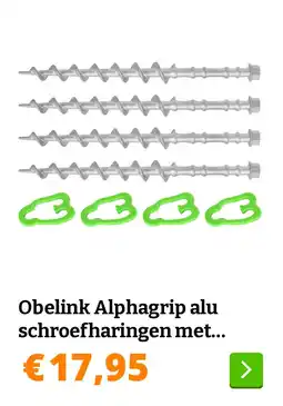 Obelink Obelink Alphagrip alu schroefharingen met haringclips 31 cm - set van 4 aanbieding