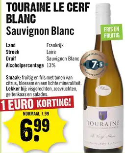 Dirck 3 Le Cerf Touraine Sauvignon Blanc 75 cl aanbieding