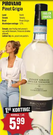 Dirck 3 Pirovano Pinot Grigio 75 cl aanbieding