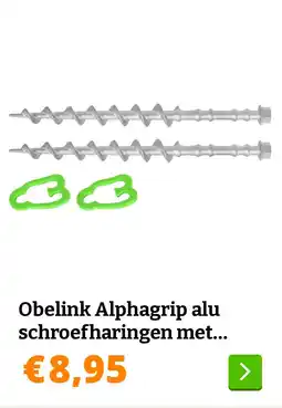 Obelink Obelink Alphagrip alu schroefharingen met haringclips 31 cm - set van 2 aanbieding