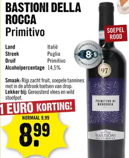 Dirck 3 Bastioni Della Rocca Primitivo di Manduria 75 cl aanbieding