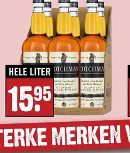 Dirck 3 Scotchman Whisky HELE LITER aanbieding