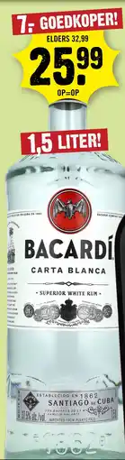 Dirck 3 Bacardi Carta Blanca 150 cl aanbieding