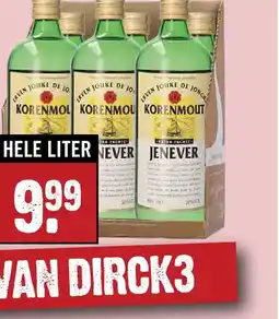 Dirck 3 Jouke de Jonghe Korenmout Jenever HELE LITER aanbieding