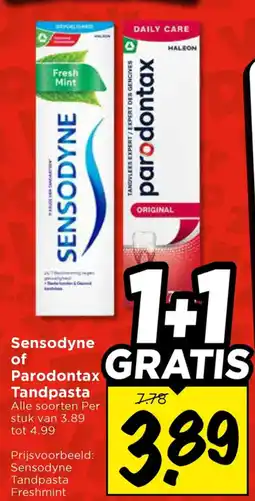 Vomar Voordeelmarkt Sensodyne of parodontax tandpasta aanbieding