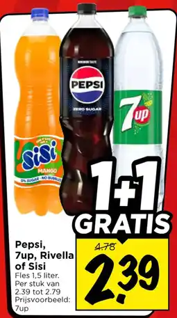 Vomar Voordeelmarkt Pepsi, 7up, Rivella of Sisi aanbieding