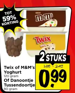 Vomar Voordeelmarkt Twix of m&m's yoghurt of danoontje tussendoortje aanbieding