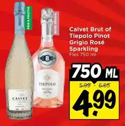 Vomar Voordeelmarkt Calvet brut of tiepolo pinot grigio rosé sparkling aanbieding