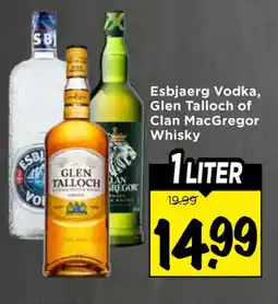 Vomar Voordeelmarkt Esbjaerg vodka, glen talloch of clan macgregor whisky aanbieding