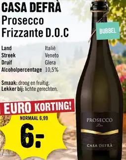 Dirck 3 Casa defrà prosecco frizzante D.O.C aanbieding