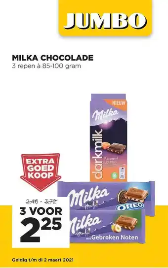 Jumbo Milka Chocolade aanbieding