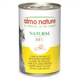 Zooplus 12 x 140 g + 6 x 140 g gratis! Almo Nature HFC Natural natvoer voor katten 18 x 140 g - Kippendijen aanbieding