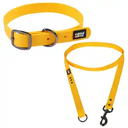 Zooplus Set: Rukka Biodipro kraag, geel maat M: 35-45cm nekomtrek + riem, geel maat M hond aanbieding