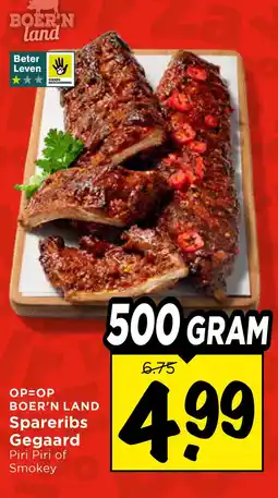 Vomar Voordeelmarkt BOER'N LAND Spareribs Gegaard Piri Piri of Smokey aanbieding
