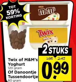 Vomar Voordeelmarkt Twix of M&M's Yoghurt Of Danoontje Tus aanbieding