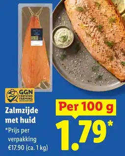 Lidl Zalmzijde met huid aanbieding