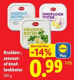 Lidl Kruidenboter , zeezoutboter , knoflookboter aanbieding