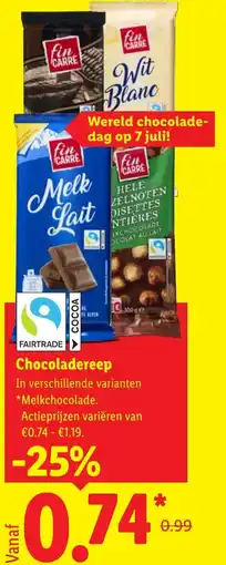 Lidl Fin carre chocoladereep aanbieding