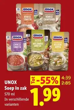 Lidl Unox Soep in zak aanbieding