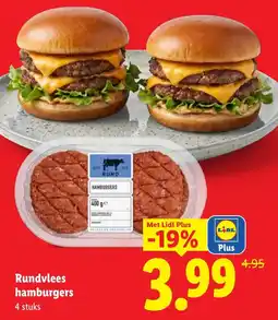Lidl Rundvlees hamburgers aanbieding