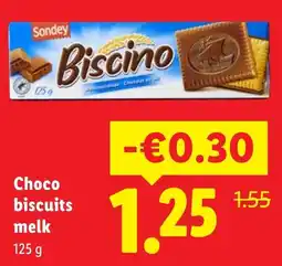 Lidl Sondey biscino choco biscuits melk aanbieding