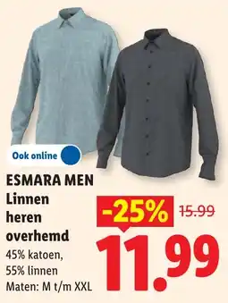 Lidl Esmara men linnen heren overhemd aanbieding
