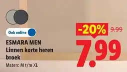 Lidl Esmara men linnen korte heren broek aanbieding