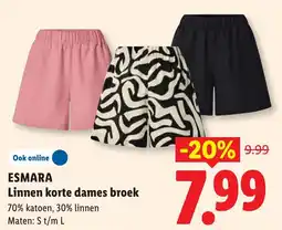 Lidl Esmara linnen korte dames broek aanbieding