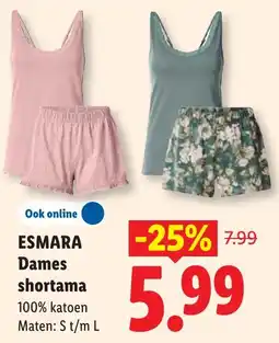Lidl Esmara dames shortama aanbieding