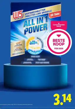 Lidl W5 Vaatwastabletten All In 1 Power aanbieding