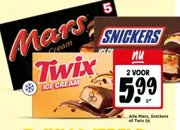 Jumbo Alle Mars, Snickers of Twix ijs aanbieding