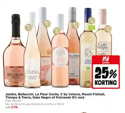 Jumbo Jumbo, Bellaccini, La Fleur Cecile, C by Celecia, Mount Fishtail, Tiempo & Tierra, Gato Negro of Freixenet 0% rosé aanbieding