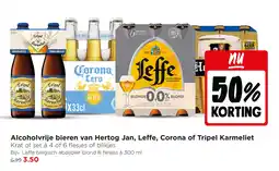 Jumbo Alcoholvrije bieren van Hertog Jan, Leffe, Corona of Tripel Karmeliet aanbieding