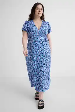 Wehkamp Anytime midi overslagjurk all-overprint blauw aanbieding