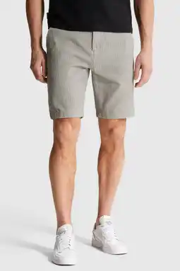 Wehkamp Cast Iron regular chino short met linnen lichtgroen aanbieding