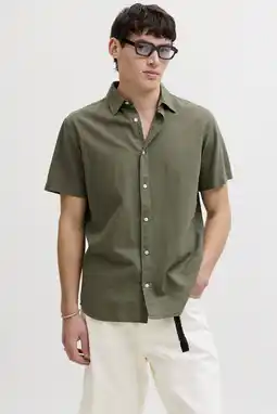 Wehkamp JACK & JONES ESSENTIALS regular casual overhemd met linnen groen aanbieding