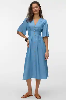 Wehkamp VERO MODA A-lijn jurk light blue denim aanbieding