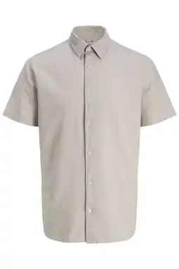 Wehkamp JACK & JONES ESSENTIALS regular casual overhemd met linnen beige aanbieding