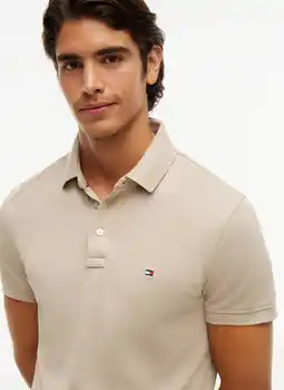 Wehkamp Tommy Hilfiger slim polo beige aanbieding